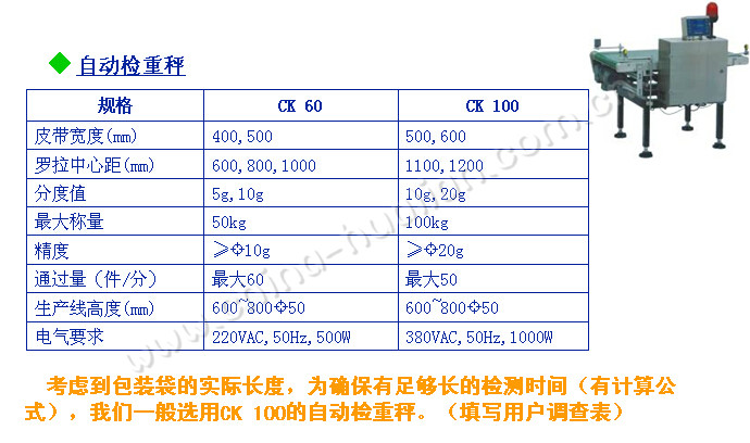 全自動大袋包裝生產線配套用自動檢重秤